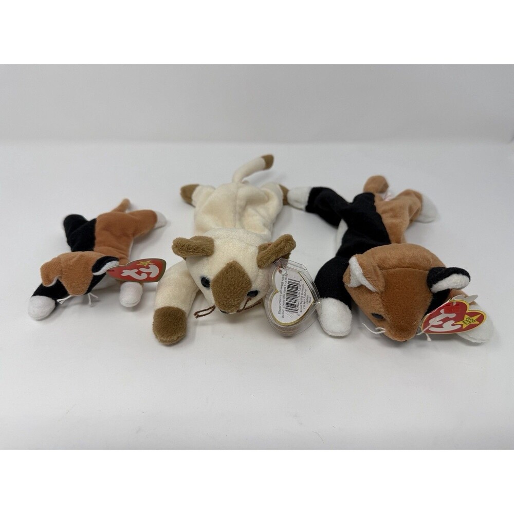 Ty Beanie Baby Lot Of 3 Cats 1996 Snip and Chip 8.5” + 1993 Chip Teenie MWMTs